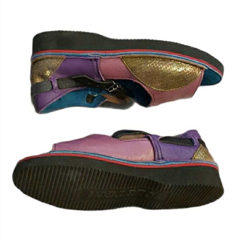 Soletech Multi-color One-of-a-Kind Hand-Painted Leather Flats‎